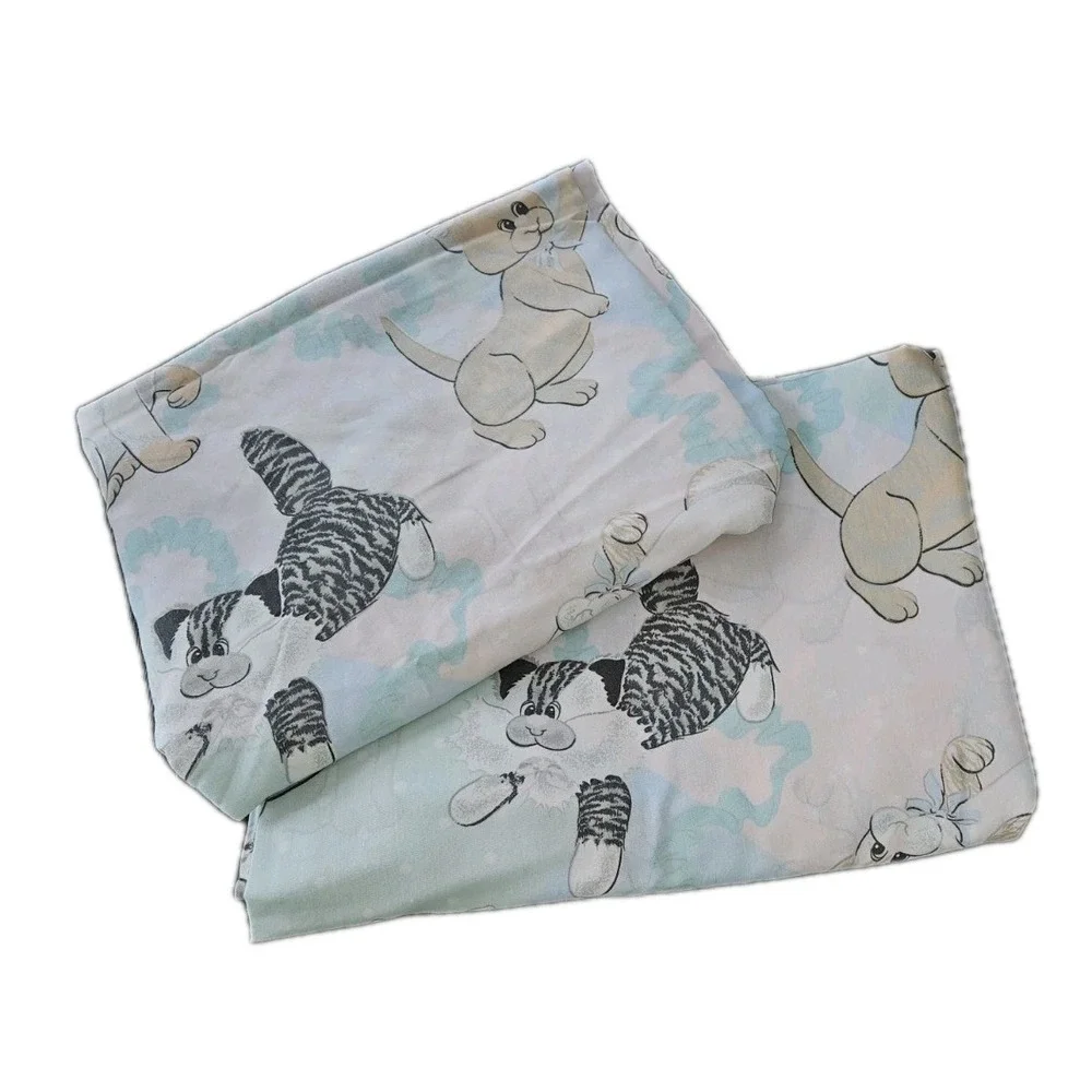 Vtg 1986 Tonka Pound Purries Kittens Bedroom Twin Flat Sheet Fitted Sheet USA‎
